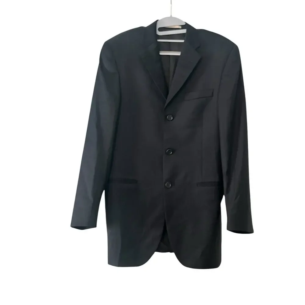 Burberry London 100% Wool Suit Jacket •Men 36R•Navy Blue 3 Button Blazer Barneys
